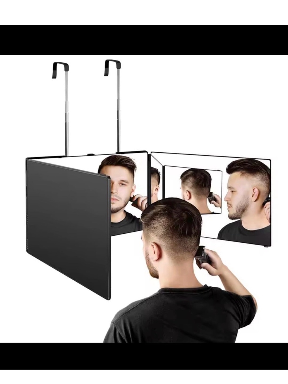 New Open Box 3-Way Mirror for Self Haircut Foldable Barber Mirror w Adjustable